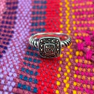 Vintage Sterling Silver and Marcasite Pave Ring Size 6